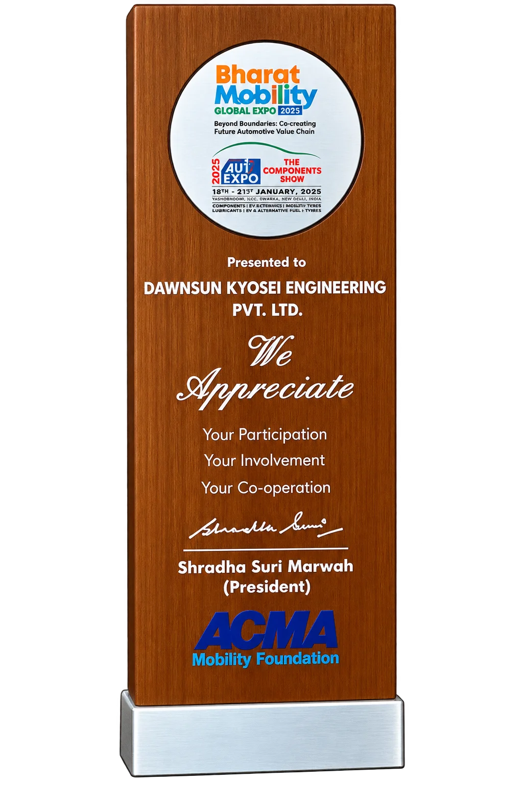 Bharat Mobility Award Plaque